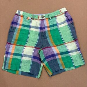 Polo Ralph Lauren Men’s Multicolor Linen Plaid Madras Shorts Size 35